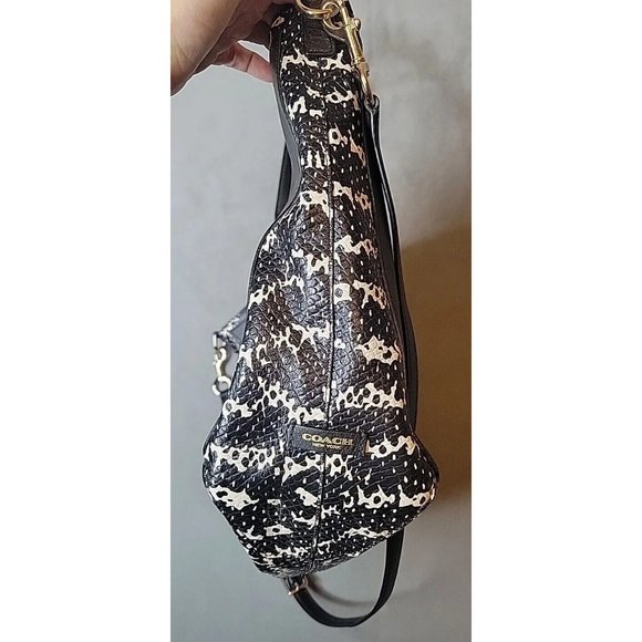 Coach Leather Bleecker Cooper Tote Shoulder Bag Black Python Top Zip - Picture 4 of 15